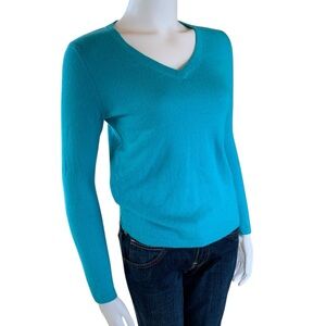 Premise Aqua Cashmere V Neck Sweater Size M Runs Small